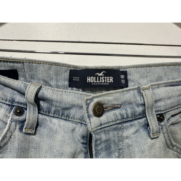 Hollister Men Skinny Ripped Jeans Size 30x32 Light Wash Blue Denim Epic Flex - Picture 3 of 10